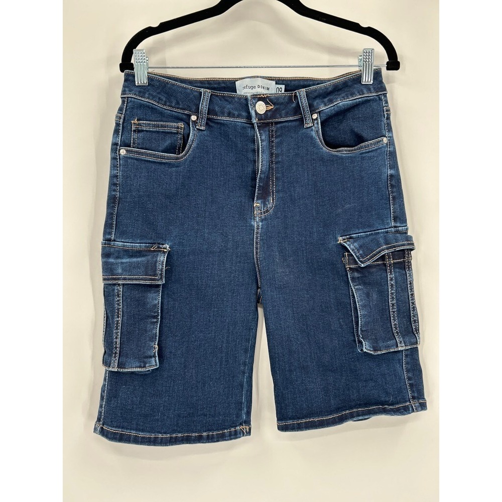 Refuge Denim Womens Size 9 Blue Jean Cargo‎ Shorts Bermuda